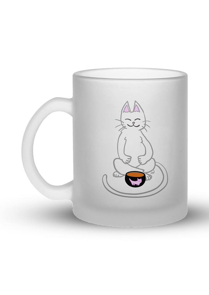 Meditating Cat Tea Art Mug
