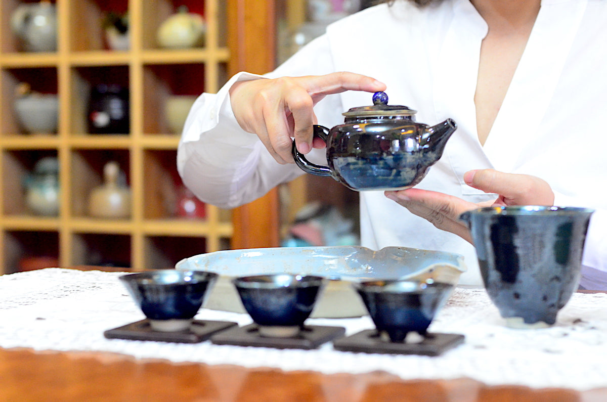 Oryoqi® Lapis Lazuli  Gongfu Tea set in Blue-Black Glaze